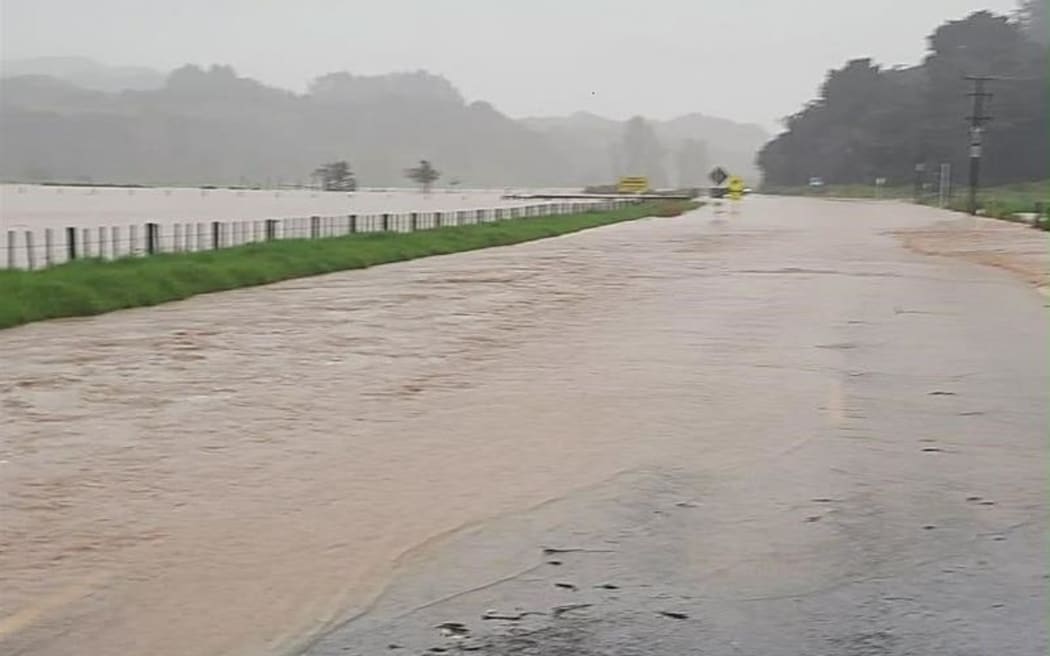 Flooding is likely to worsen on State Highway 10 with high tide due around 2pm.