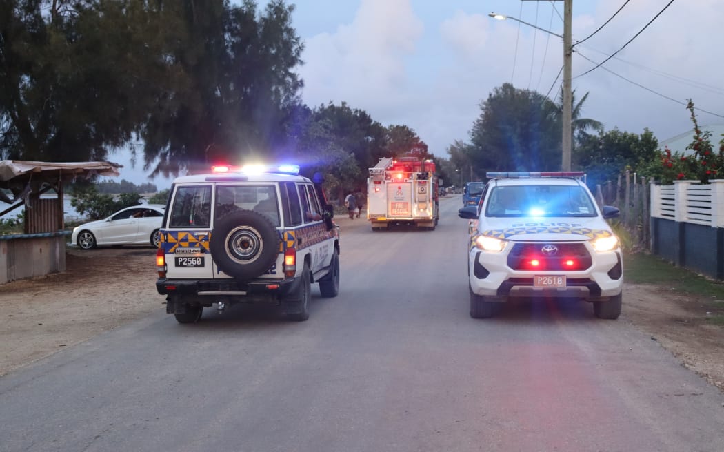Tonga Police were assisting the public during the tsunami alert following a 7.6 magnitude earthquake. Photo / Tonga Police Facebook