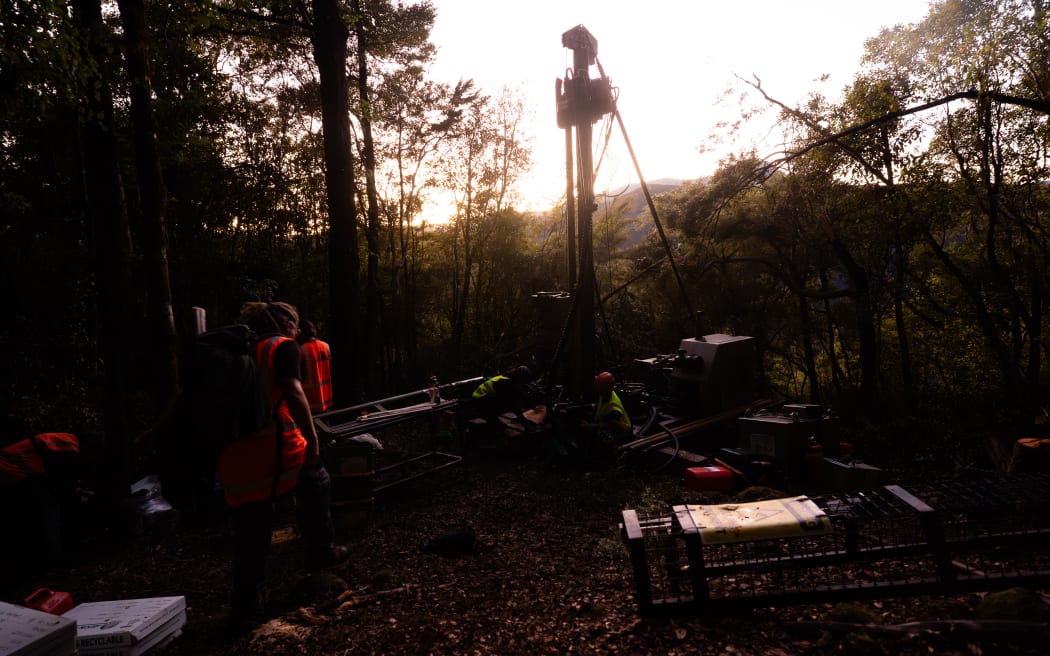 Protesters occupy the drilling site in Sams Creek, in the Upper Tākaka Valley.