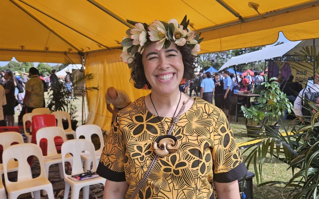 Children’s Commissioner Dr Claire Achmad at ASB Polyfest 2026, where she said events like Polyfest are “incredibly special” and “absolutely essential” for young people’s culture and identity.