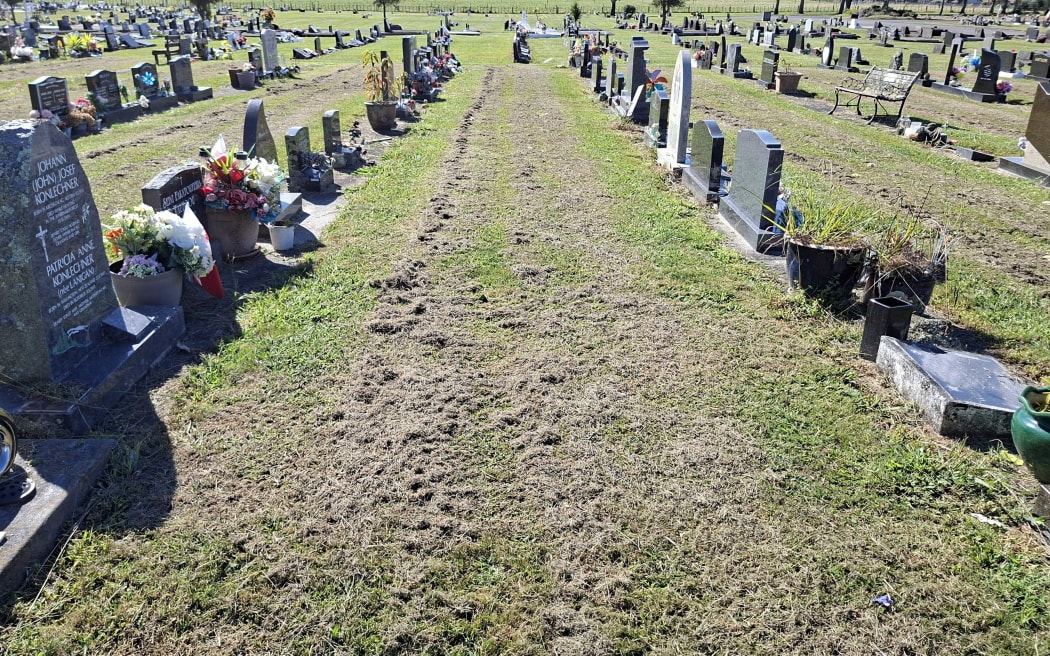 Grass had recently been cut at Kauae Cemetery on Tuesday.