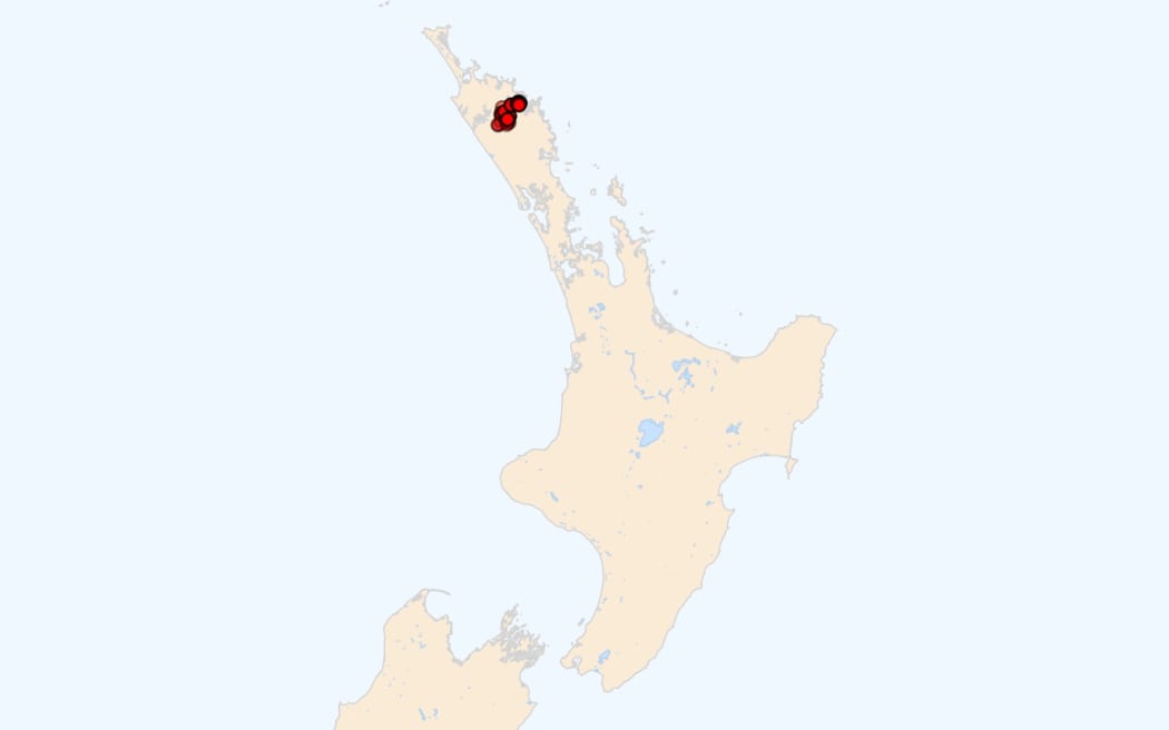 Map showing the distribution of Northland mudfish.