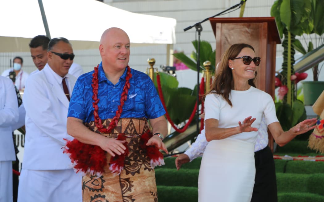 Prime Minster Christopher Luxon attends a ceremony in Apia.