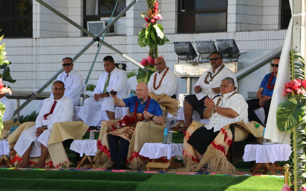 Prime Minster Christopher Luxon attends a ceremony in Apia.
