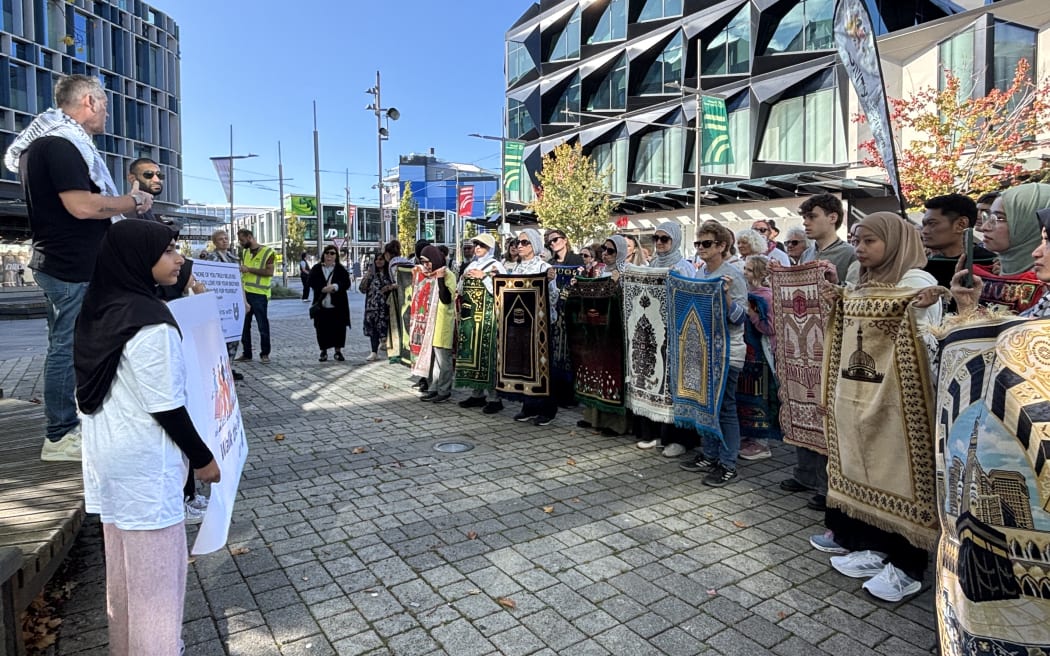 Walk the Talk Unity March through Christchurch to commemorate the seventh anniversary of the mosque attack with 51 prayer mats.