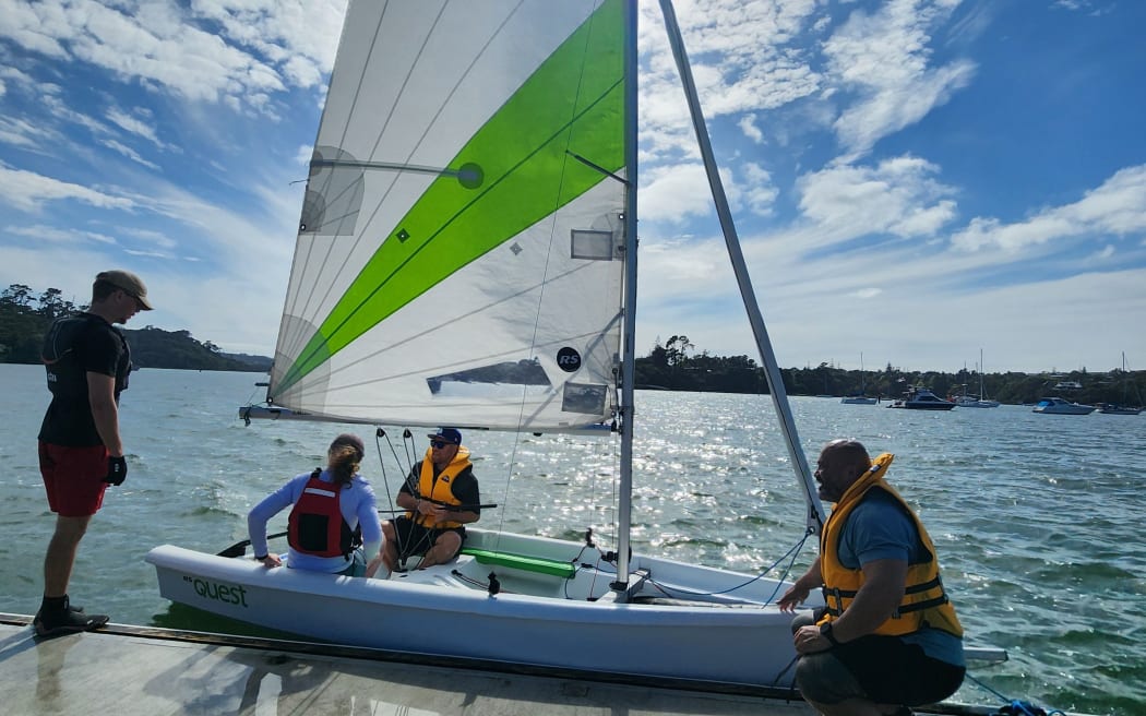 Participants in the Tagaloa Sailing Project prepare to head out on the water during a sailing session in Auckland.