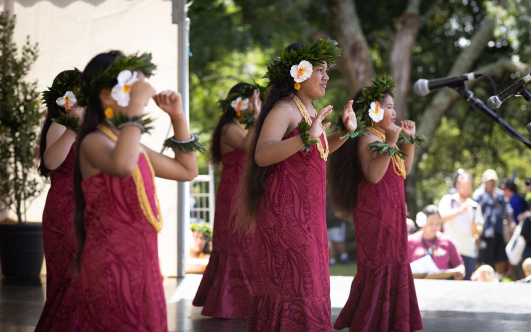 Dancers perform during Pasifika Festival at Western Springs, where Pacific communities gather to share culture, music and performance.