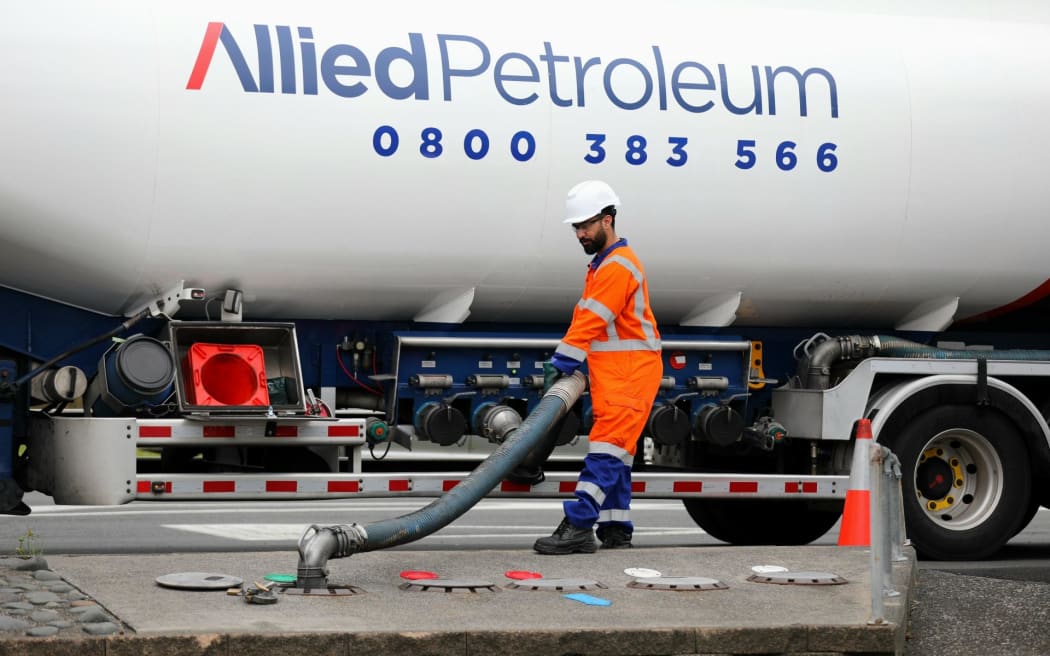 A petrol tanker refuels pumps at Gull petrol station in Torbay