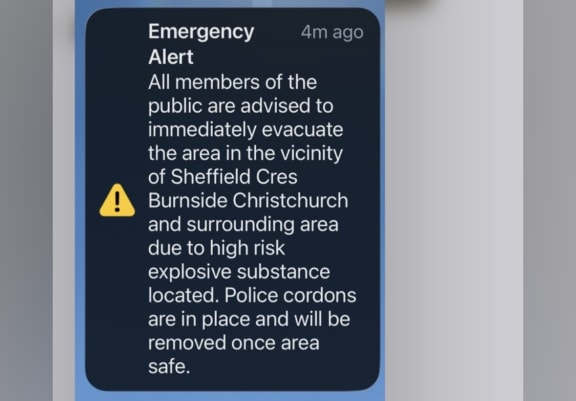Residents in Burnside received an emergency alert on 12 March 2026 warning of a 'high risk explosive substance'.