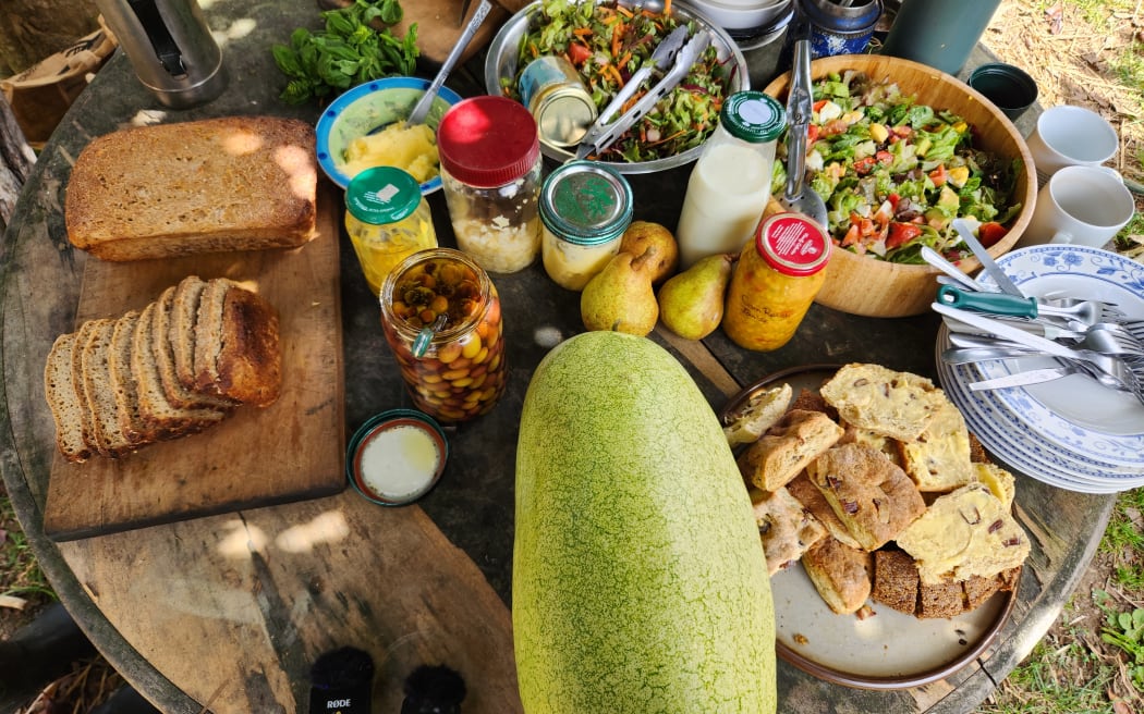 Farm produce filling a table