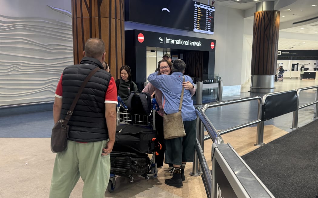 Michelle Frankham reuniting with her friend Yvonne.