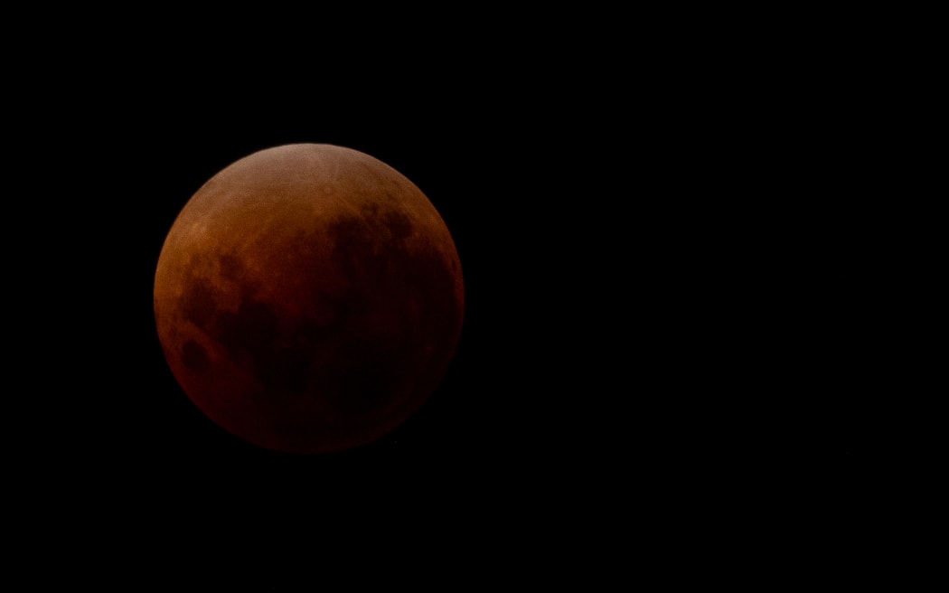 The eclipse is near totality at 12:32am on 4 March 2026 as seen from Hobsonville, Auckland