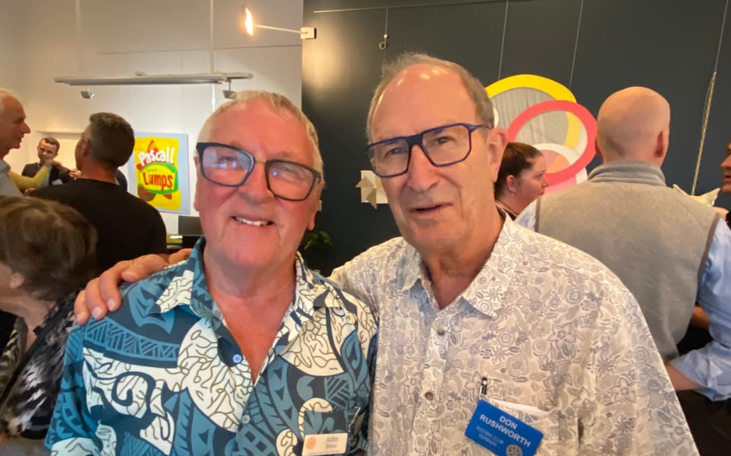 John Briers (left) and Kerikeri's Don Rushworth at the 2026 State of the Far North presentation at the Turner centre