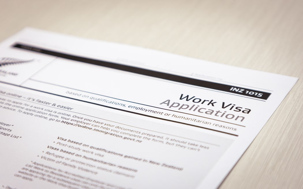 Immigration New Zealand visa application form, work visa.