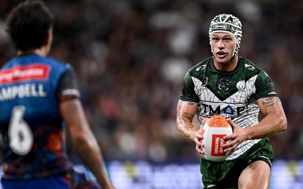 Kalyn Ponga playing for the Maori All-Stars against the Indigenous All Stars in Sydney in February.