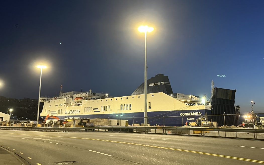 Bluebridge Connemara ferry back in Wellington after drifting in Cook Strait.