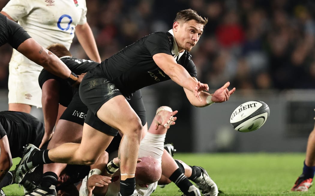 Cortez Ratima of New Zealand All Blacks during series against England, 2024.