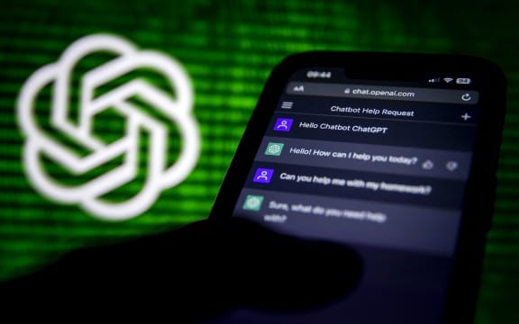 The chatbot ChatGPT on a device. ChatGTP is an artificial intelligence-powered source of information that uses large language databases to formulate answers to a variety of questions.