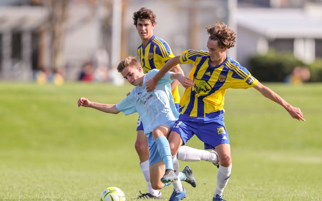 Wanderers take on North End in the Chatham Cup in Havelock North in 2019.