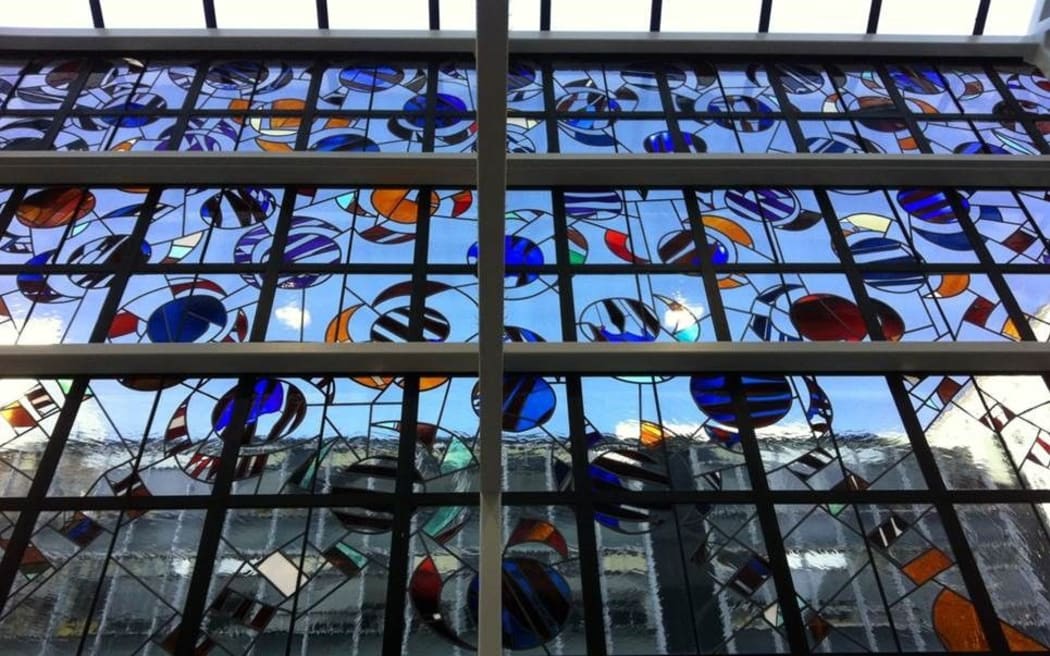 The artwork Northern Lights by Philip Trusttum, which is installed at 44 The Terrace in Wellington.