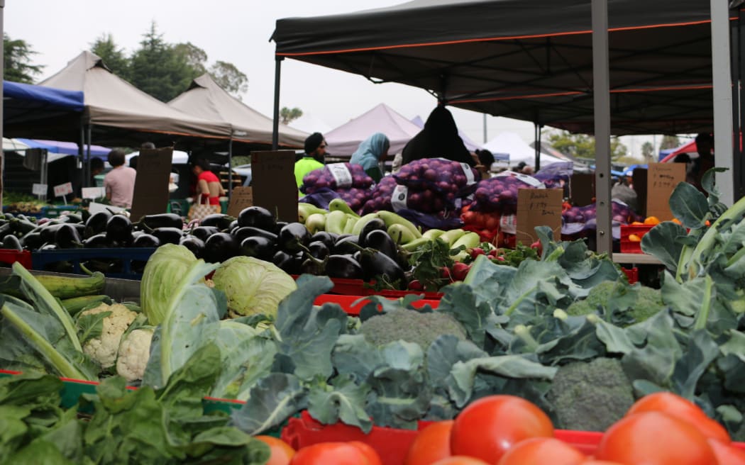 Vegetable stalls at Otara markets.