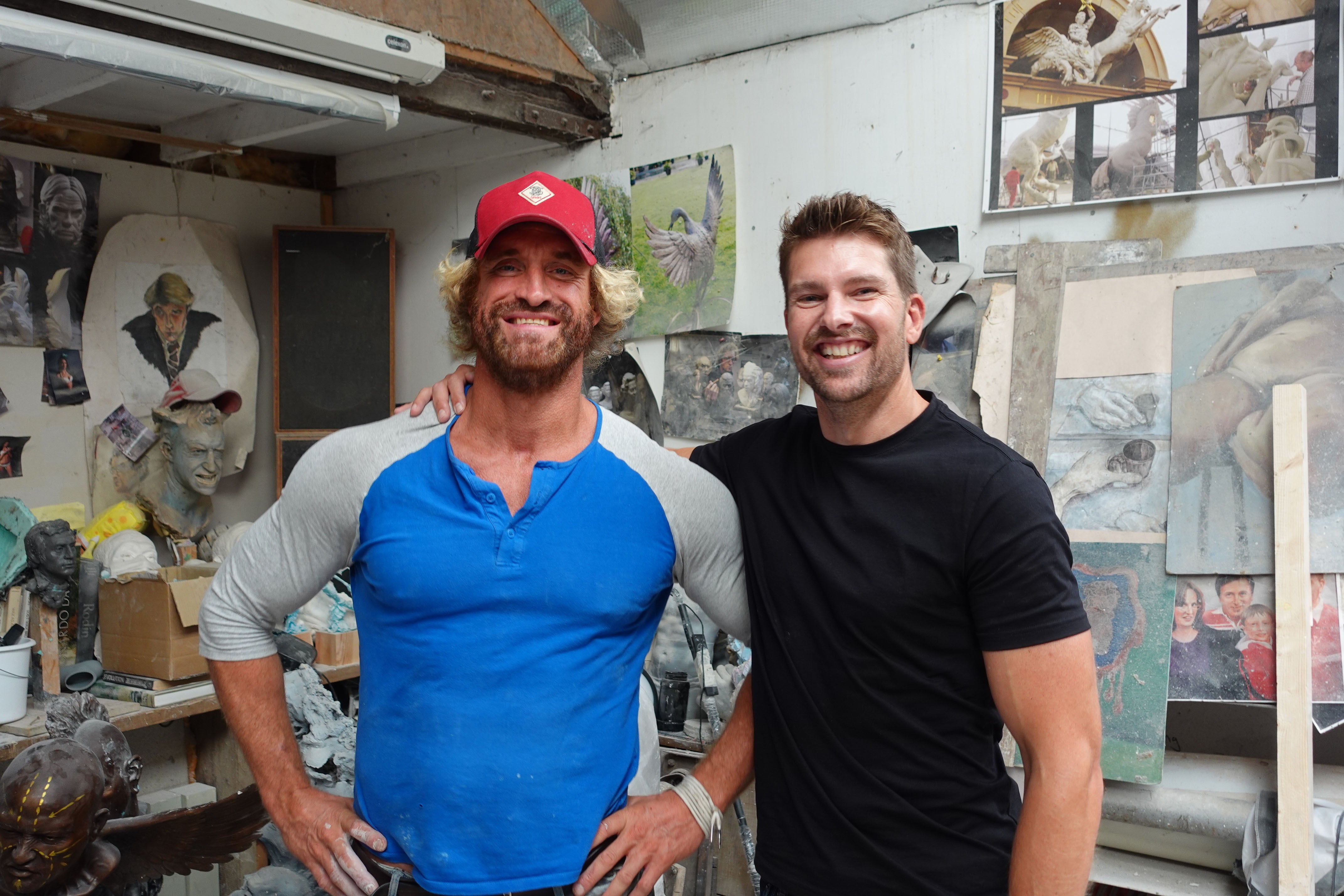 Sculpter Elphick, left, and ‘hero’ Frost on Bailey’s ‘Extraordinary Portraits’