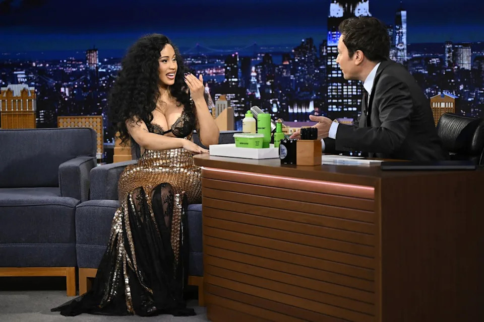 Cardi B and Jimmy Fallon on 'The Tonight Show Starring Jimmy Fallon.' in New York City on March 24, 2026Credit: Todd Owyoung/NBC via Getty