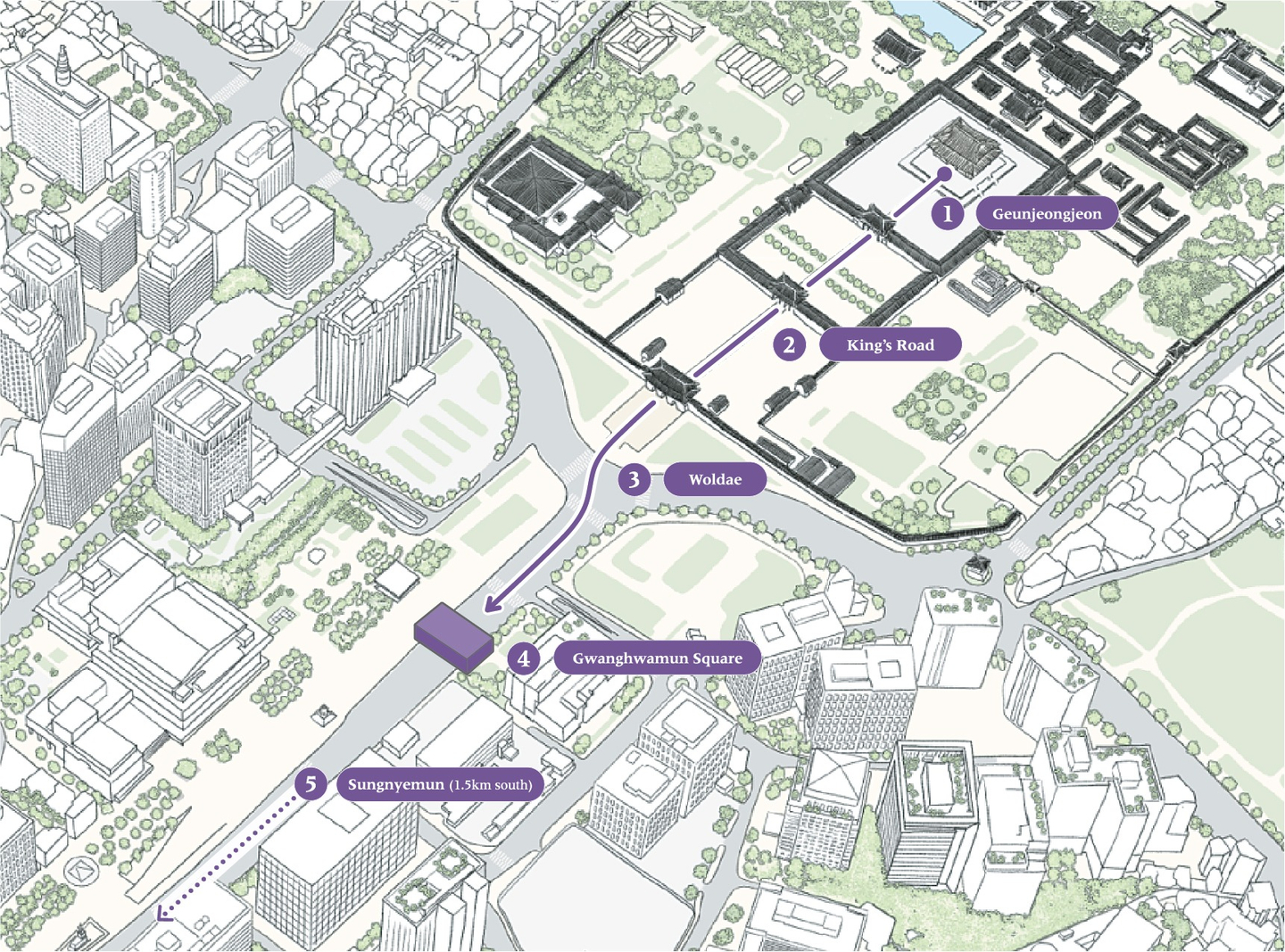 Route expected to be taken by BTS on March 21 when the group holds a comeback performance in Gwanghwamun in central Seoul. [YONHAP]