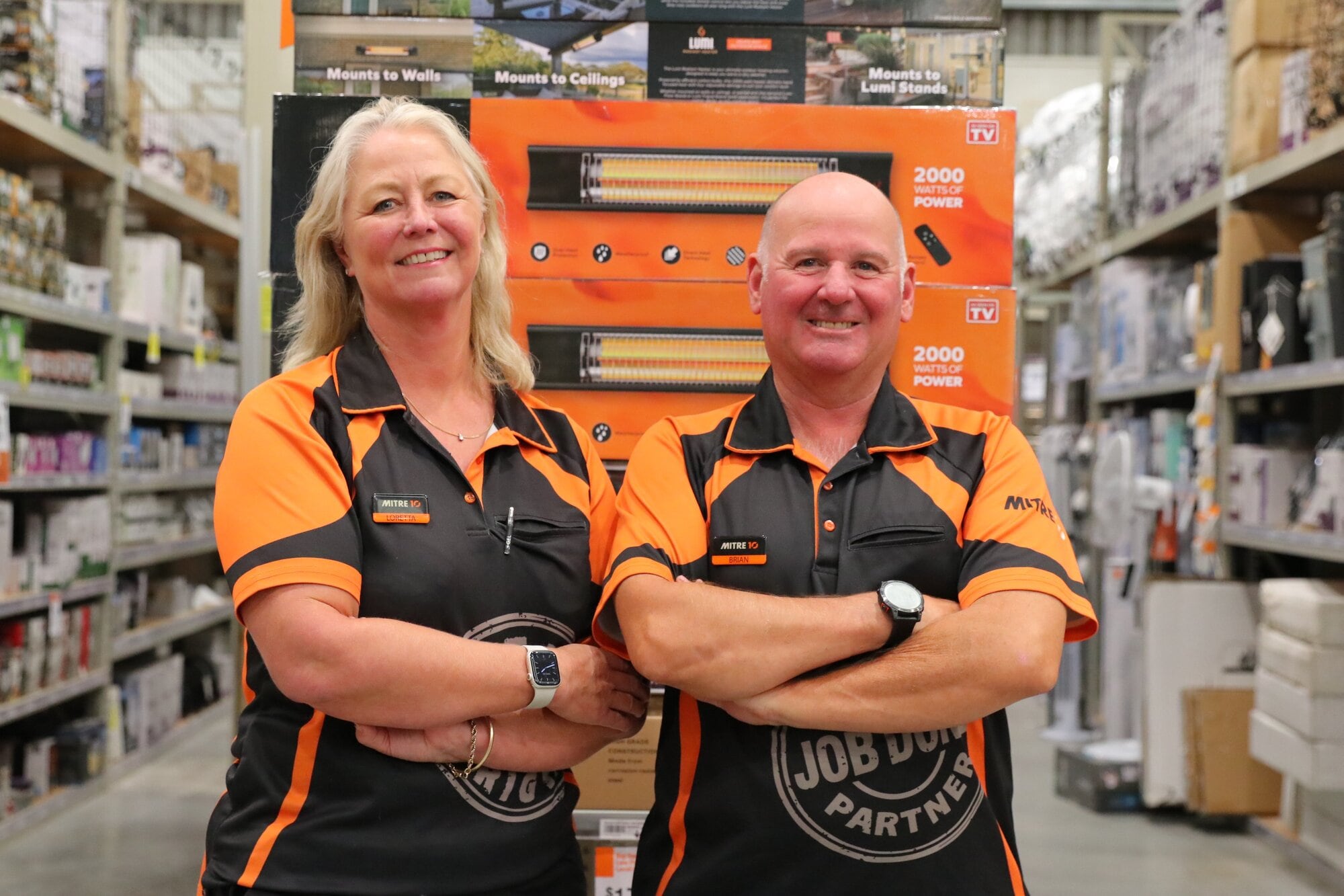  Mitre 10 Pāpāmoa owners Loretta and Brian Johnstone will open their new Mitre 10 MEGA store at The Sands in spring. Photo / Kelly O’Hara