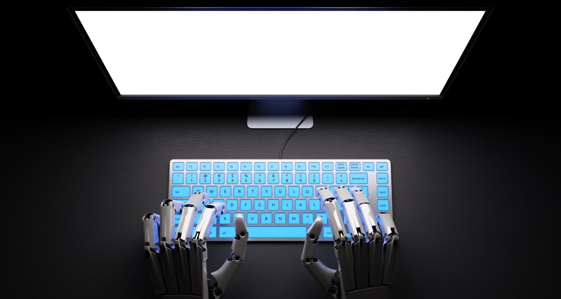 Robotic fingers type on keyboard