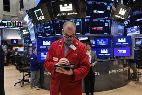 Traders on the floor of the New York Stock Exchange today.