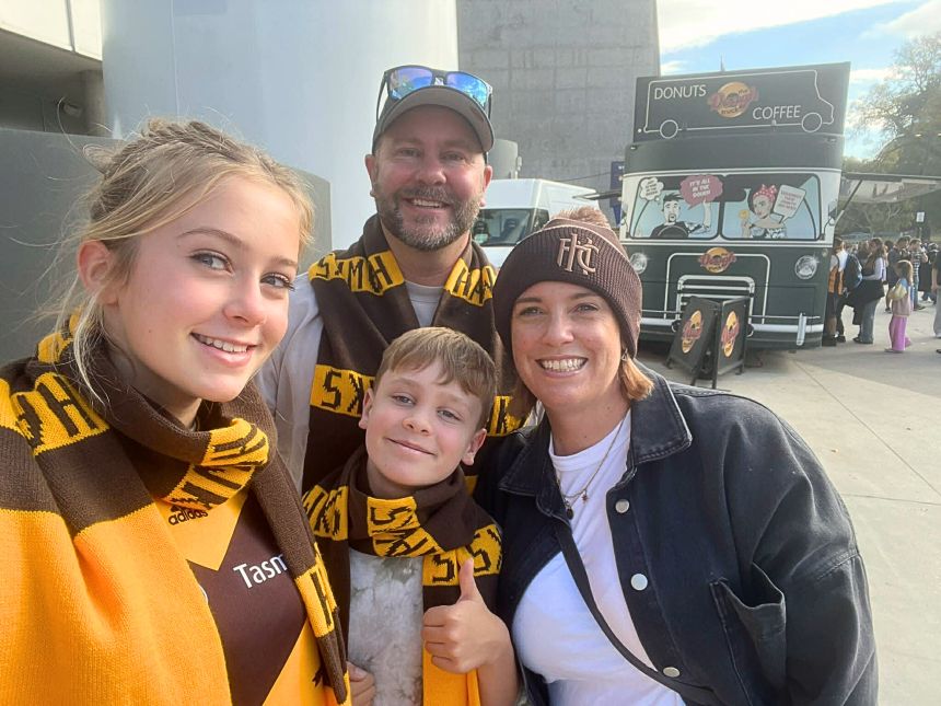 Jacinda Thorn relocated from Wellington to Melbourne with her husband Blair and their children Eva (left) and Chase (centre).