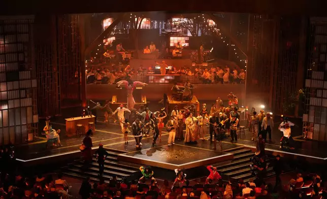 Christone "Kingfish" Ingram, from left, Shaboozey, Miles Caton, Brittany Howard, and Raphael Saadiq perform a tribute to "Sinners" during the Oscars on Sunday, March 15, 2026, at the Dolby Theatre in Los Angeles. (AP Photo/Chris Pizzello)