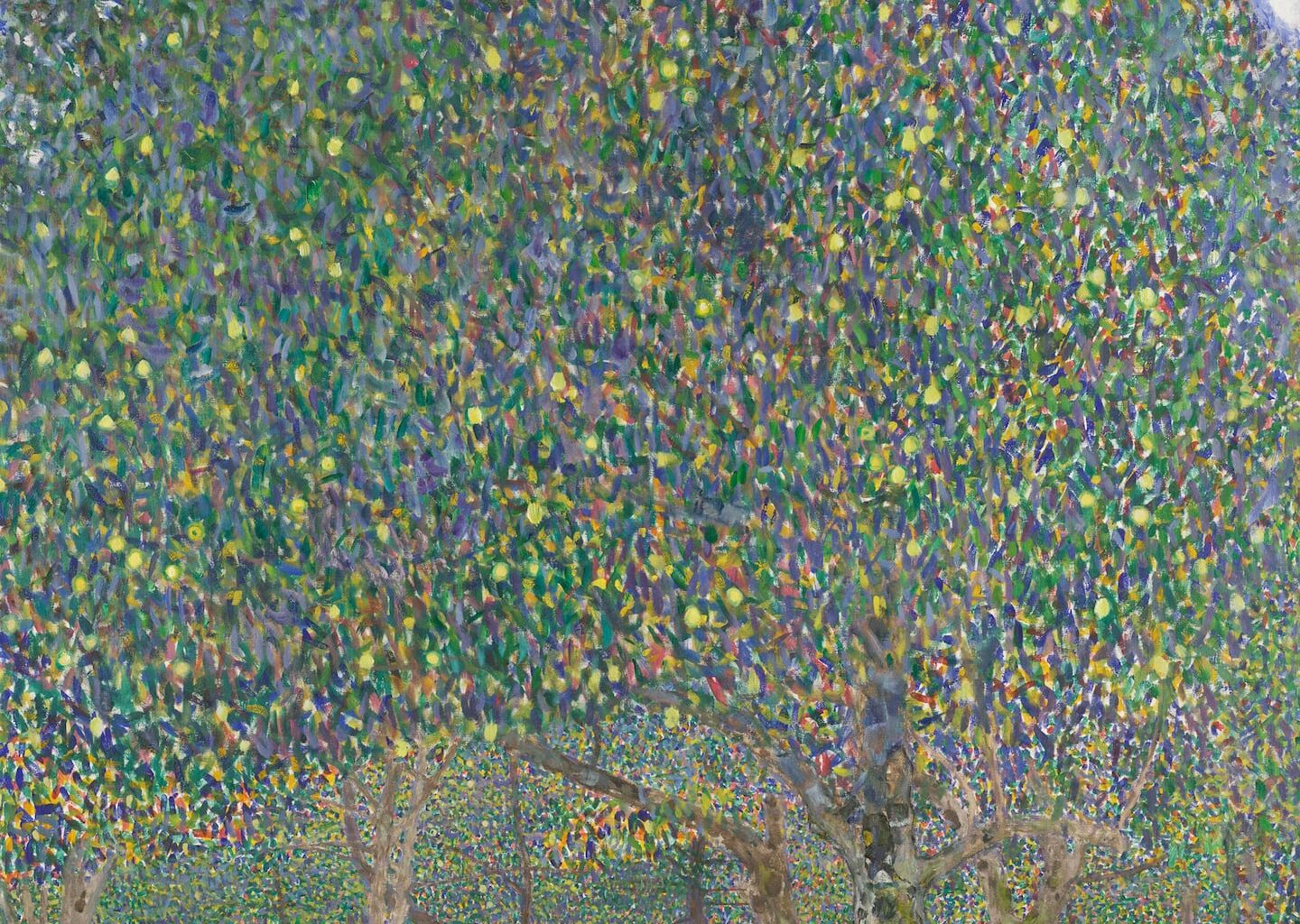 Gustav Klimt's "Pear Tree, 1903 (reworked by the artist 1903/1918)." Oil and casein on canvas, at the Harvard Art Museums.