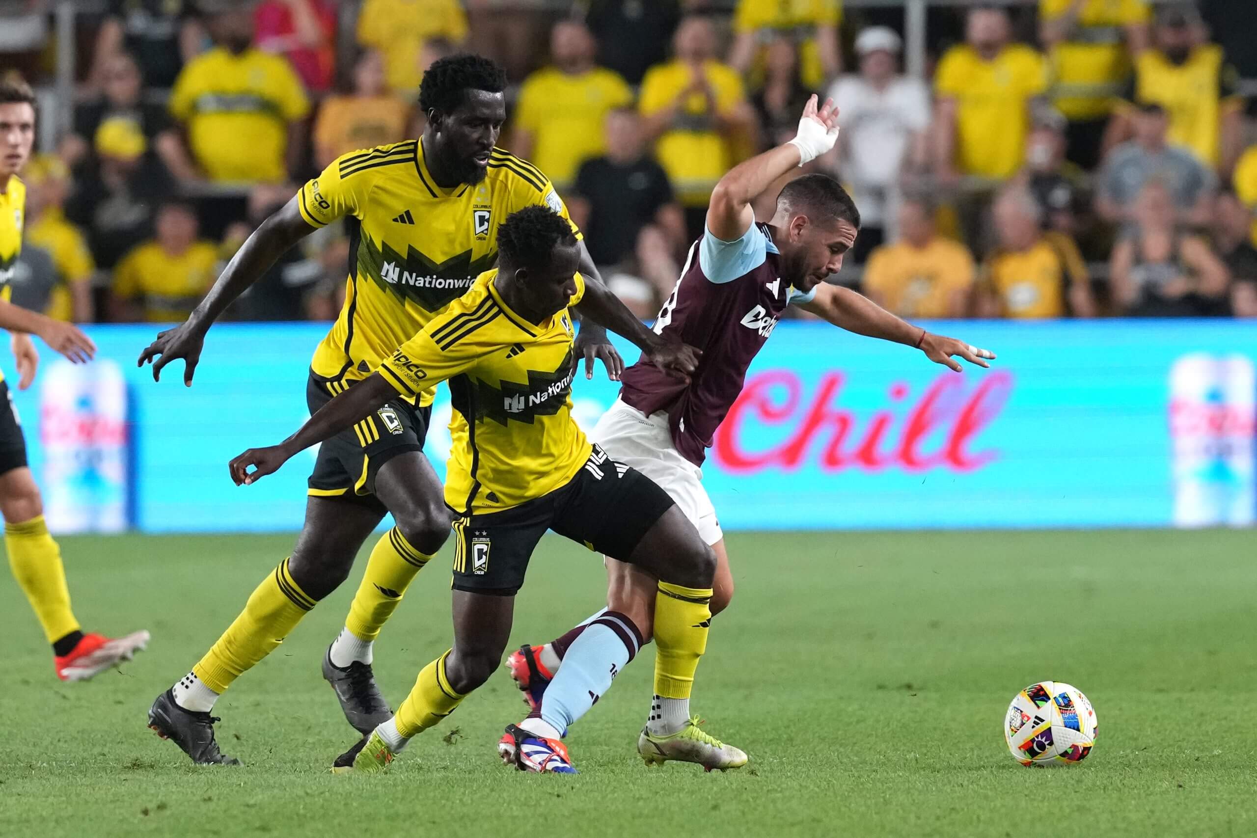 Derrick Jones and Yaw Yeboah playing for Columbus Crew