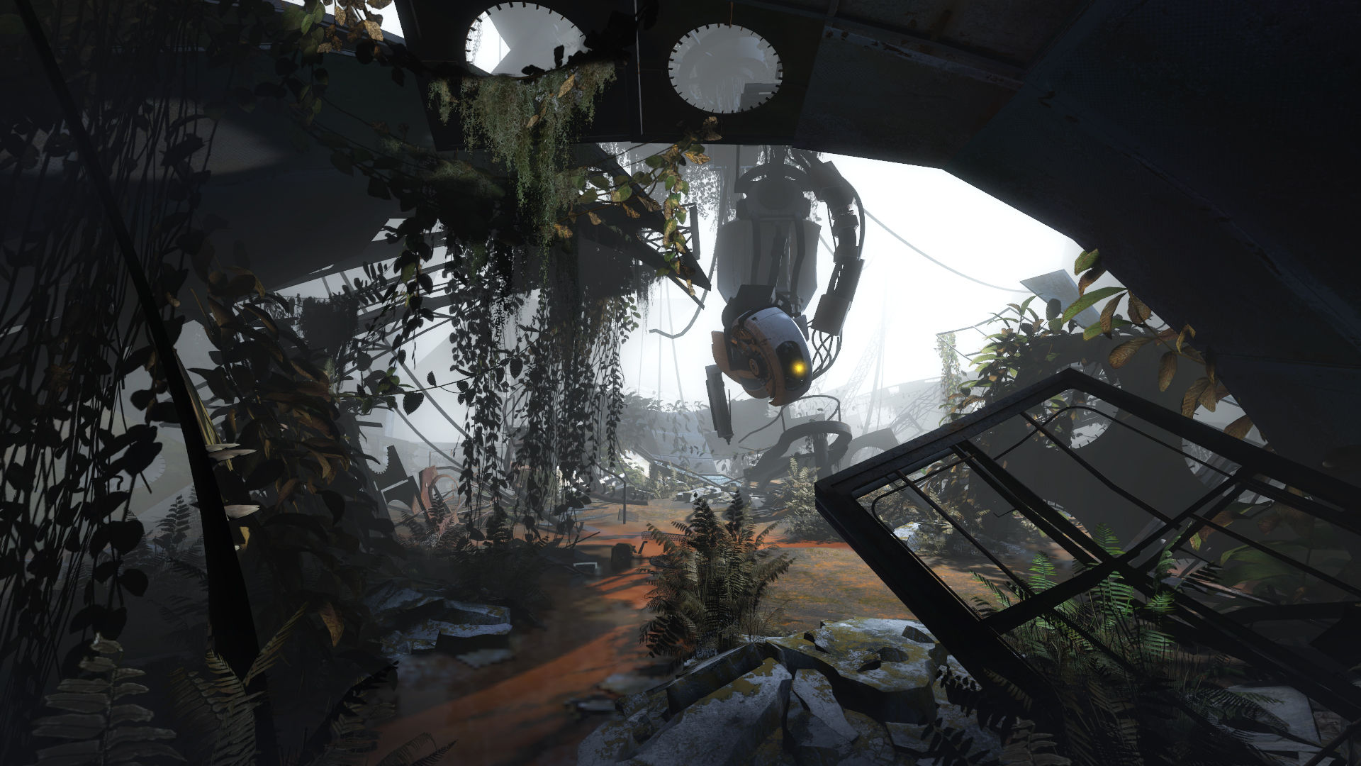 Screenshot from Portal 2, showing AI villain GLADOS.