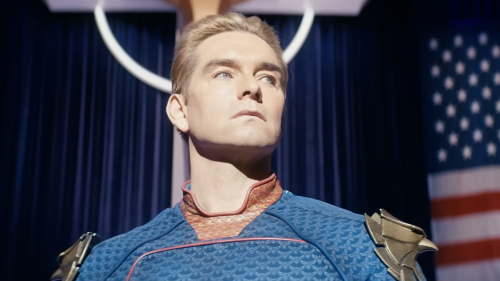 Antony Starr as Homelander looking to the side in The Boys Season 5