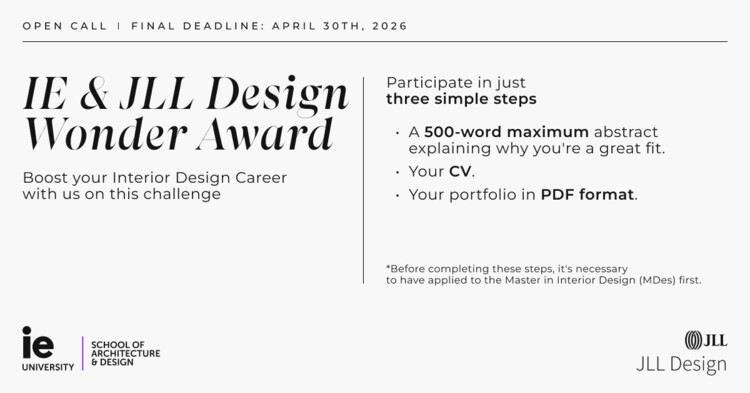 Open Call: IE and JLL Design Wonder Award, edition 2026-2027 - Image 1 of 1