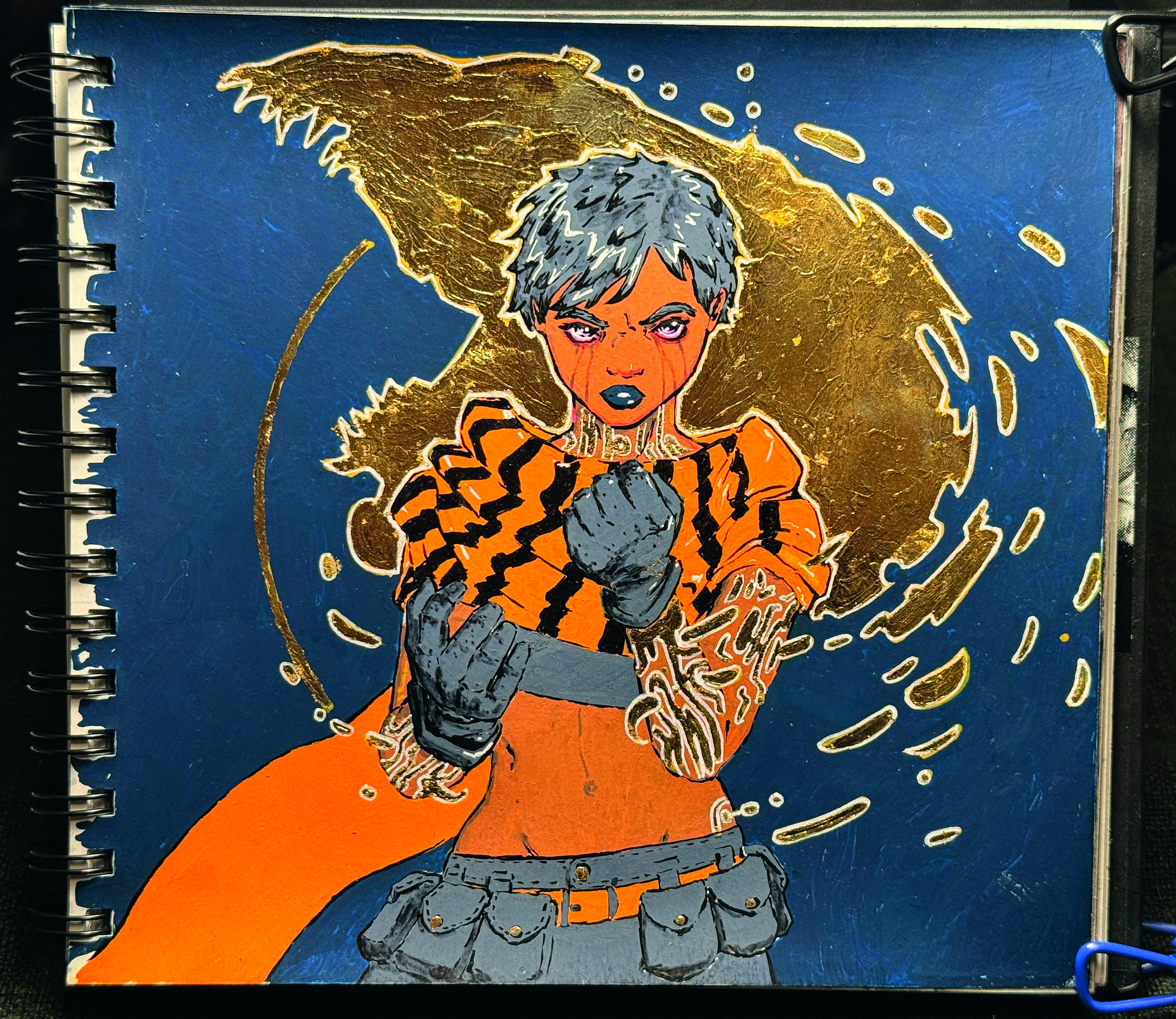 A sketchbook page showing character art