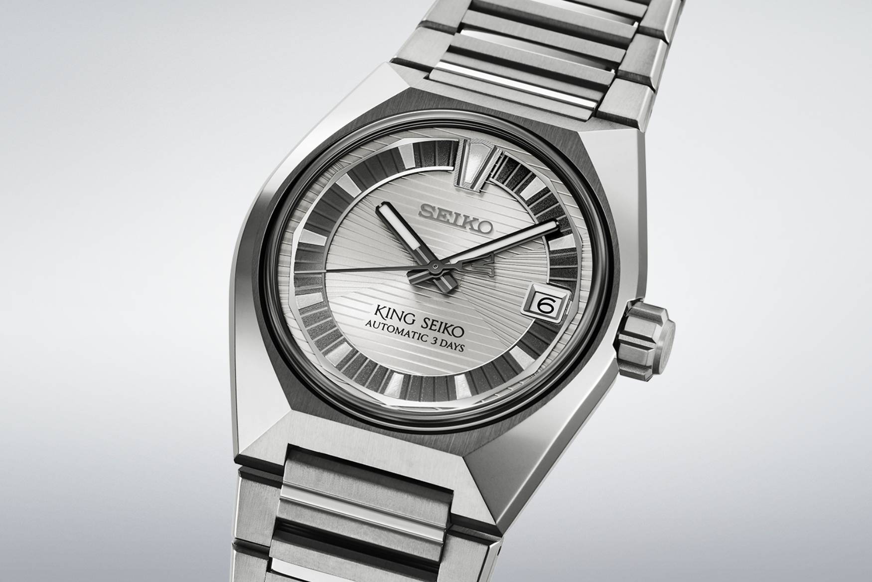 King Seiko Titanium VANAC silver dial close up