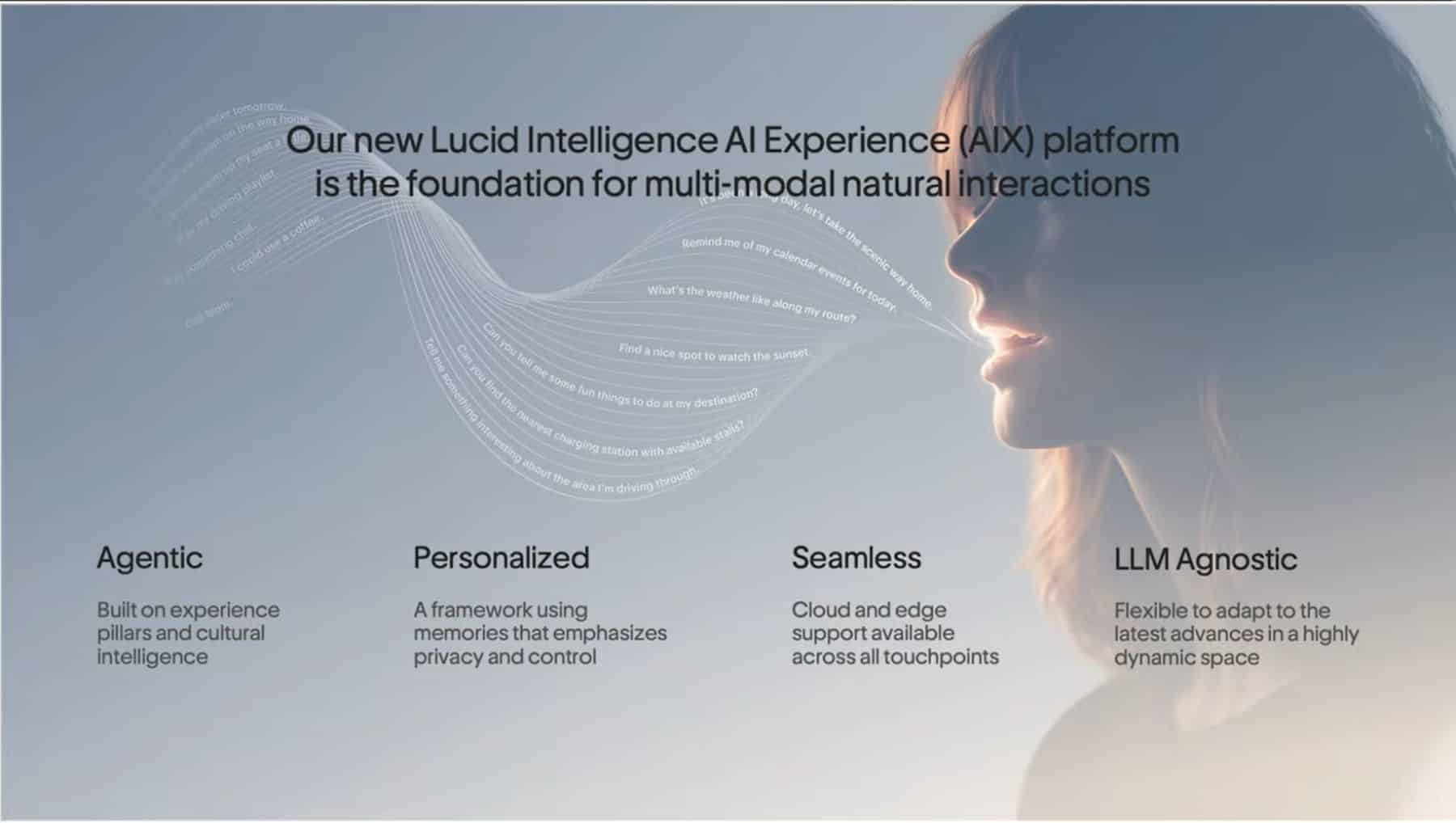 A powerpoint still showing details of Lucid's upcoming AI system