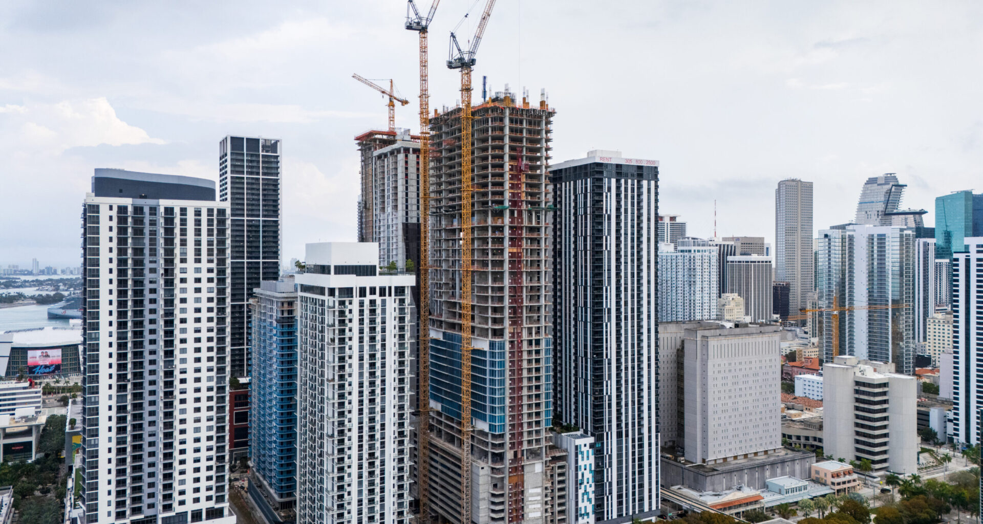Construction Nears 50-Story Mark on Okan Tower at 555 North Miami Avenue in Downtown Miami