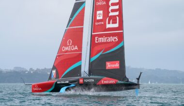 ETNZ Taihoro takes flight on Waitematā Harbour in first full AC75 test session