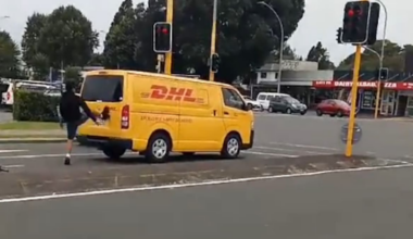 Video shows Tauranga teen lashing out at postie van after near miss