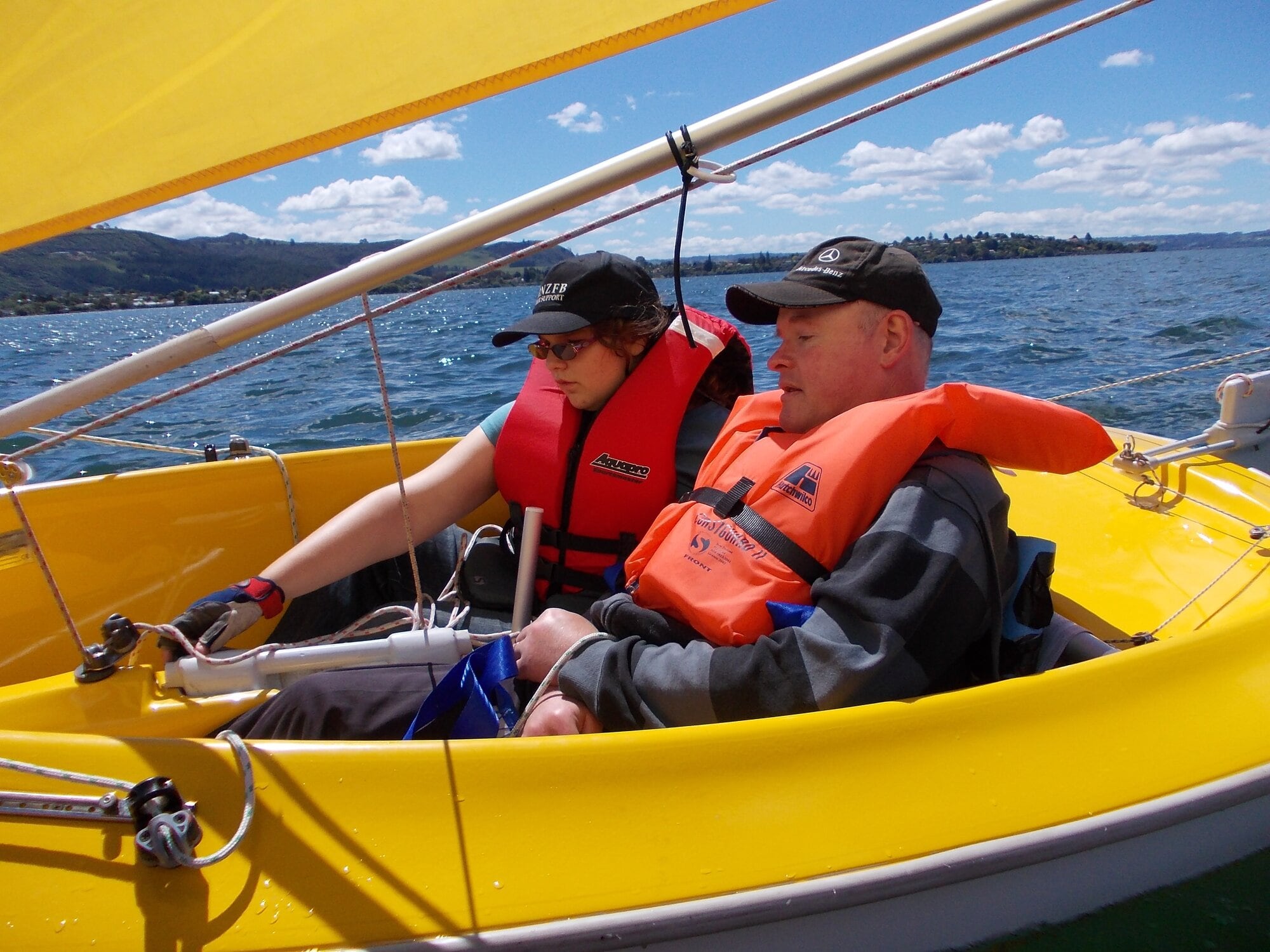  Tetraplegic Timothy Lee sailing with Hayley, who is blind.  Photo / Supplied