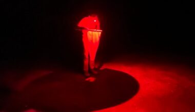 Martin hunts for fireflies in Congaree using a red light