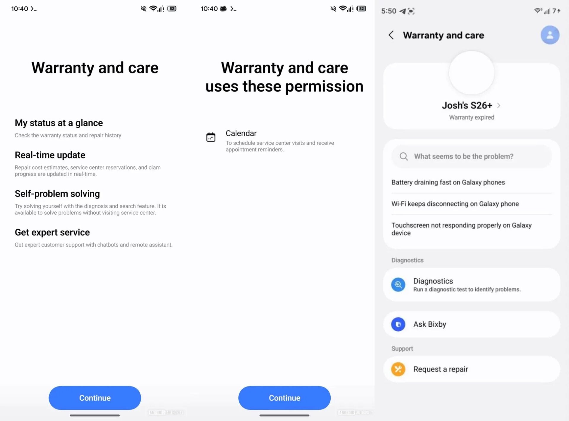 samsung one ui 9.0 warranty and care app leak
