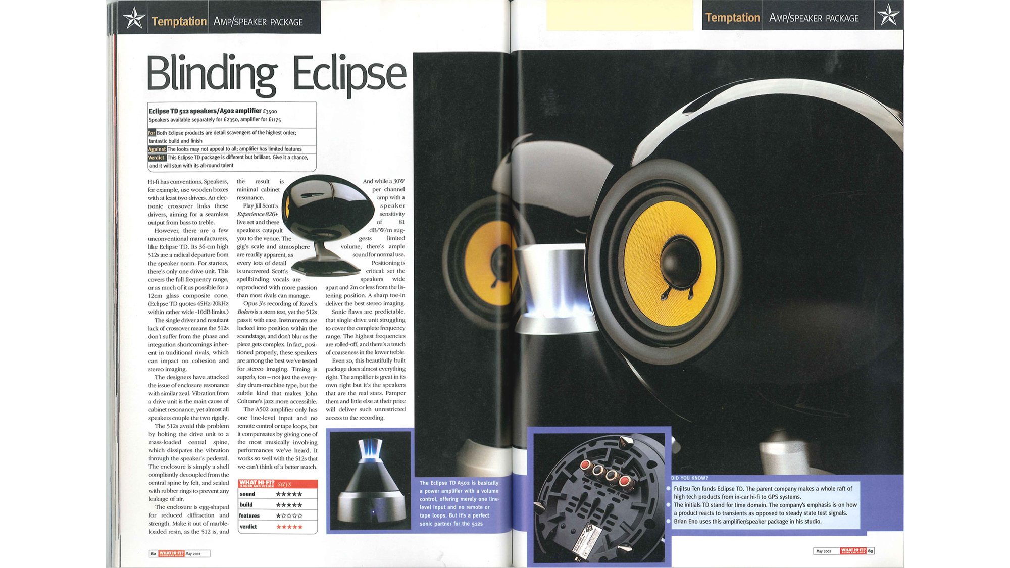 What Hi-Fi? magazine review of the Eclipse TD 512 with amplifier