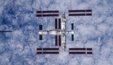 China's Tiangong space station, seen from orbit. Credit: CMS