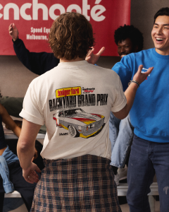 The Backyard Grand Prix collection tee, featuring Allan Moffat's Ford XC Falcon.